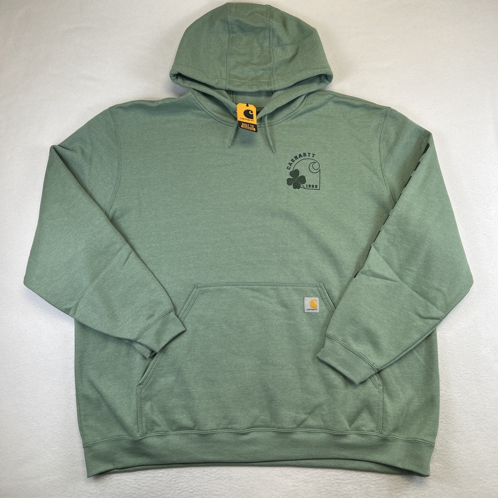 Carhartt Hoodie Mens 3XL Green Loose Fit Shamrock Graphic Pullover TS5707-M